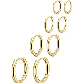 Gokeey Small Gold Huggie Hoop Earrings Set for Women Men, Hypoallergenic 14K Gold Plated Hoop Earring Cartilage Earrings Stack Sets for Multiple Piercing Jewelry Cute Mini Tiny Lightweight Earrings for Sensitive Ears Everyday