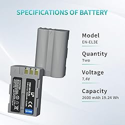 LP EN-EL3e Battery Pack, 2-Pack 2600mAhBattery for