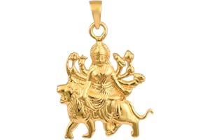 SHINE JEWEL Yellow Rhodium Plated 925 Sterling Silver Religious Durga Mata Vermeil Jewelry Pendant