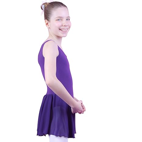 tanzmuster Kinder Ballettkleid Minnie aus Baumwolle mit breiten Trägern und Chiffon Röckchen in rosa, weiß, schwarz, hellblau