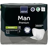 Abena Man Formula 1 Incontinence Pads for Men, 15 Count, Eco-Friendly, Breathable, Comfortable, Absorbs up to 15.2 fl oz