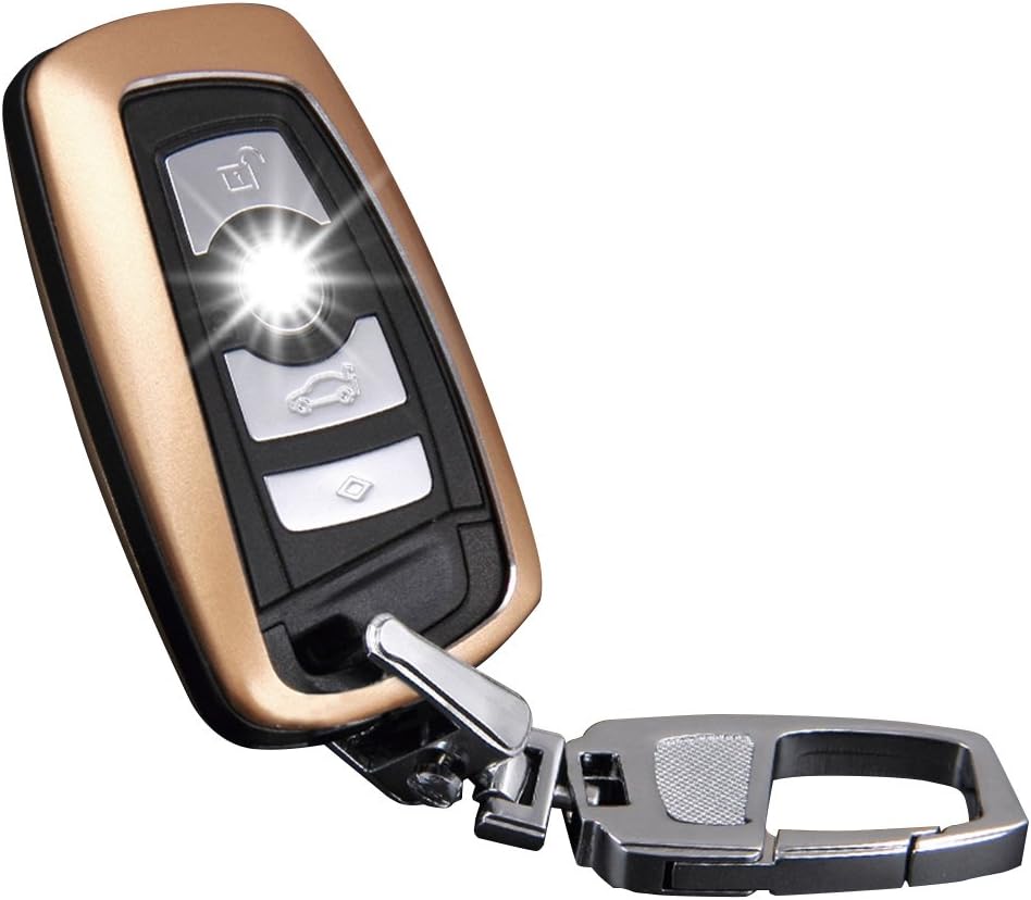 Easy Inn Aluminum Car Key Shell Remote Key Fob Case With Car Key Chain, Key Fob Covers Replacement for BMW 525LI/320/X1/X3/X4/X5/X6