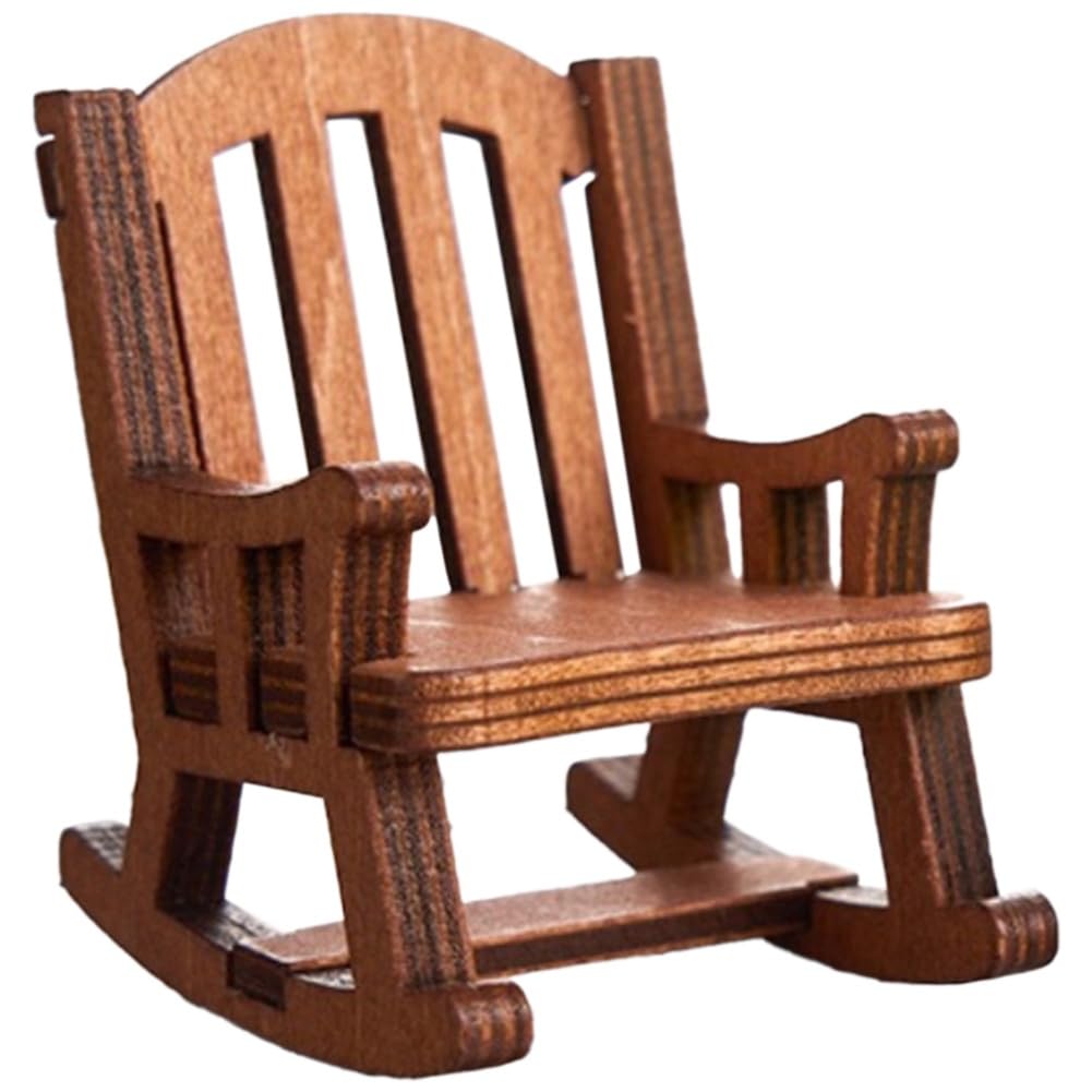 Qndanoan Cute Rocking Cute Desk Decor Rocking Chair Ornaments Chair Desktop Ornaments Brown