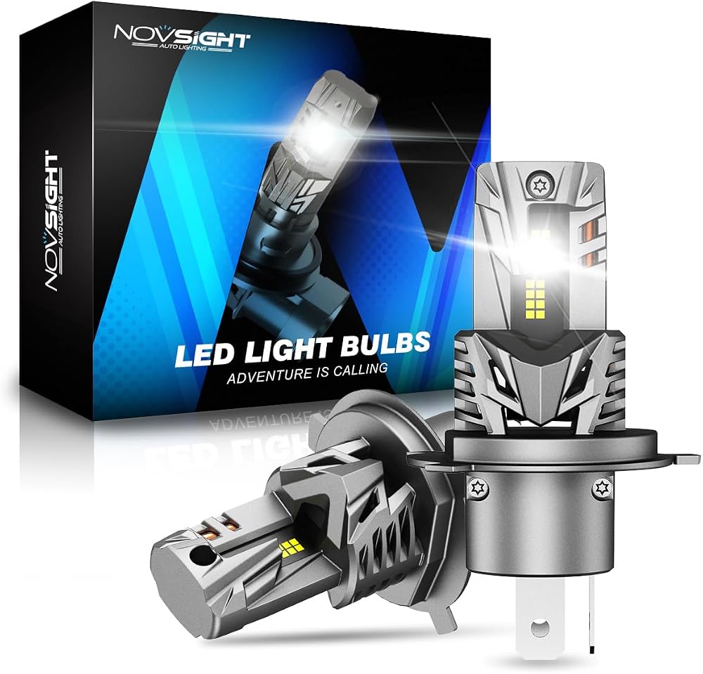 NOVSIGHT H4 LED Headlight Bulb 90W 30000LM 6500K 12V with Fan Pack of 2