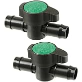 Habitech 2-Pack In-Line Barbed Ball Valve for 3/4 Inch Tubing - Regulate and Shut-Off/On Water Flow