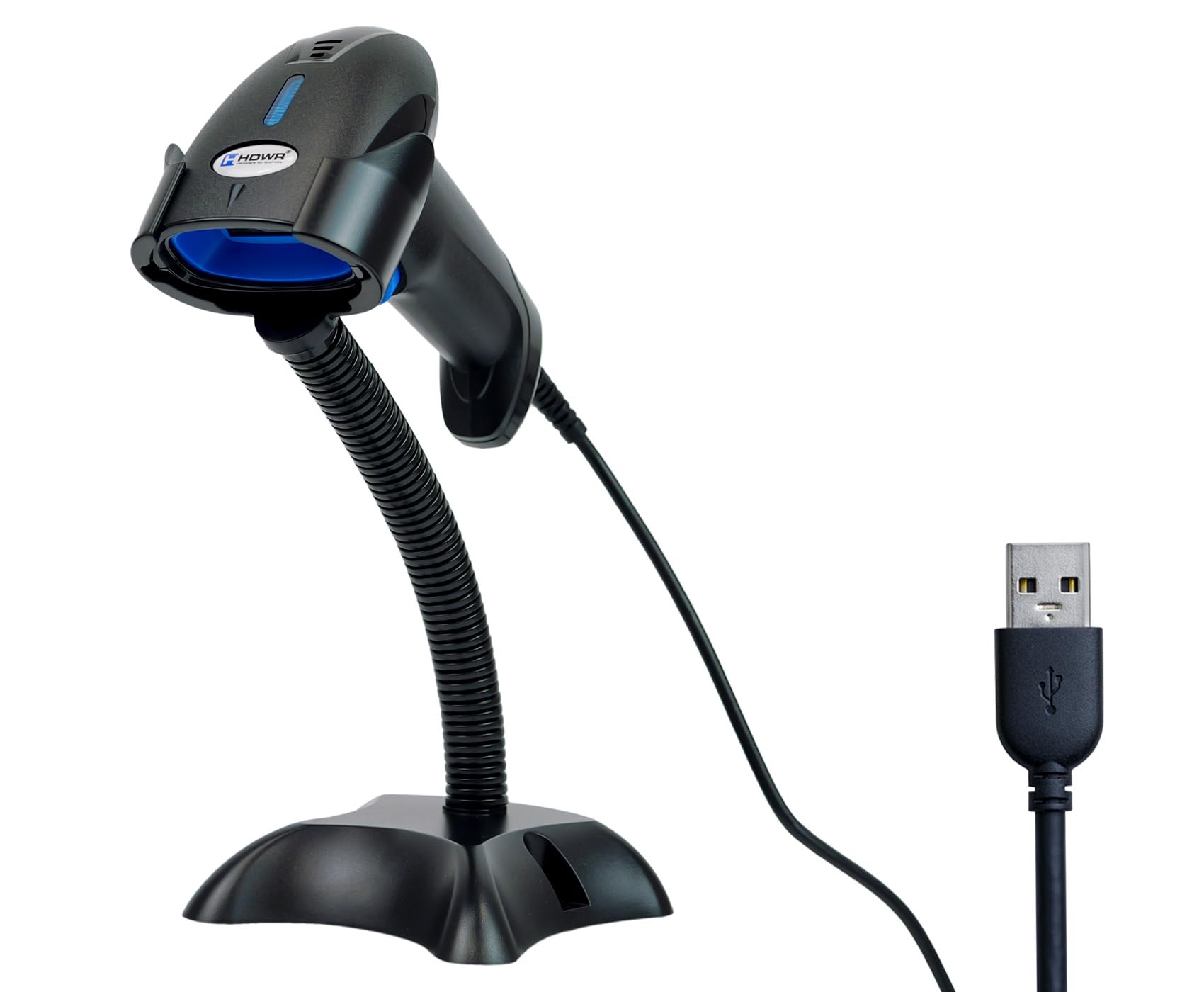 Barcode Reader with Stand and Automatic Mode, 200 scans per second, IP54, Prefix and Suffix, Reverse Code Reading, HD10C