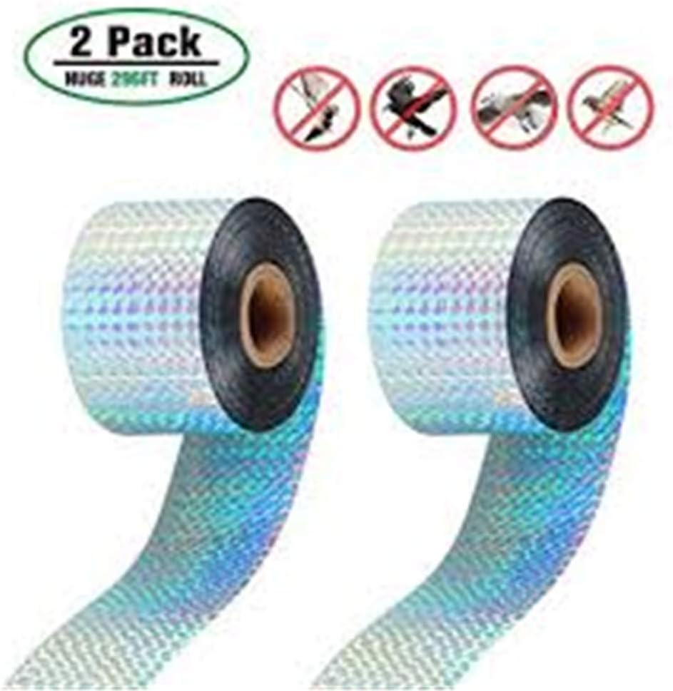 Pawaca Repellent Scare Tape, Thickened Waterproof Deterrent Reflective Ribbon Belt for Home, Garden and Farm Bird Pest Control (90M / 296 Ft), 2 pc