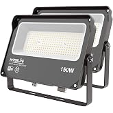 HYPERLITE Flood Light Outdoor 150W 2Pack, LED Security Flood Lights with Dusk to Dawn Photocell, 5000K Daylight IP65 Waterproof Floodlights for Court, Garden, Yard