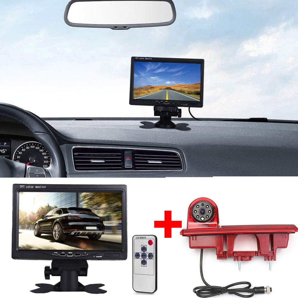 〔Rear View Camera Kit〕7 Inch TFT LCD Screen Monitor + Car HD waterproof 3rd Brake Light Reverse Camera for Fiat talento NV300 Renault Trafic III Primastar Opel/Vauchall Vivaro