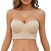 Women Strapless Bra Full Back Coverage Bra Longline Corset Bra with No-Slip Silicone Strip