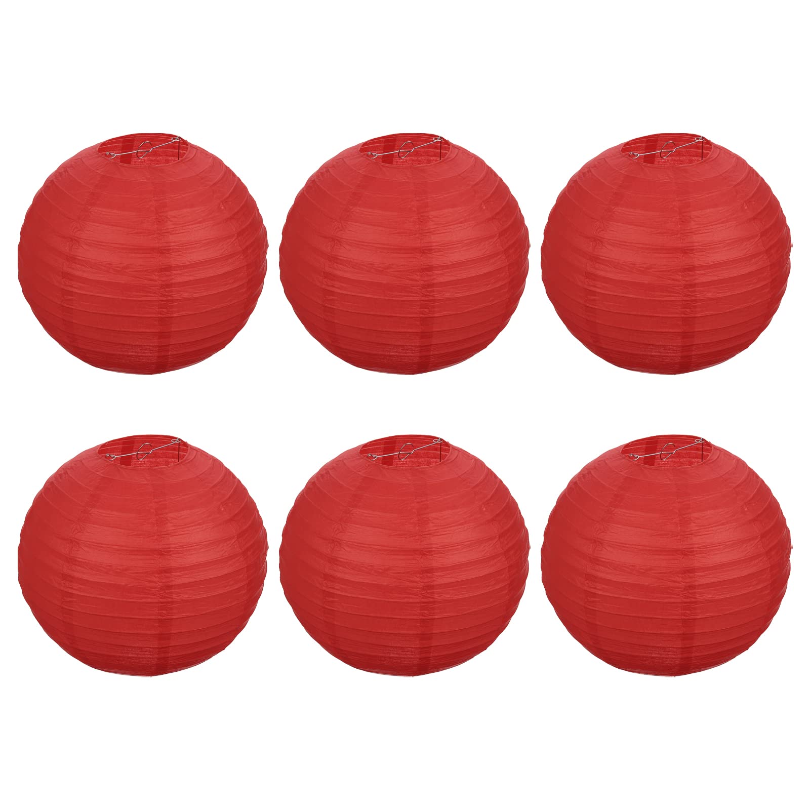 PATIKIL 12 Inch Paper Lanterns, 6 Pack Round Folding Hanging Lamp Shade for Wedding Home Party Festival Celebration, Red