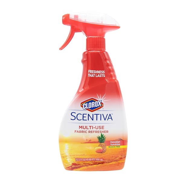 CLOROX SCENTIVA REFRESHER SPRAY, HAWAIIAN SUNSHINE SCENT – MULTI-USE FABRIC & LINEN FRESHENER SPRAY – ODOR ELIMINATOR FOR HOME, UPHOLSTERY, BEDDING, CURTAINS, ROOM, 16.9 FL OZ