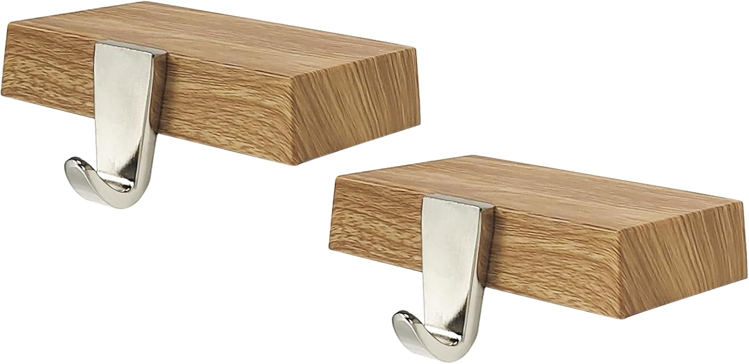 Stockings & Holders - Mulbozy Christmas Stocking Holder for Mantle Set of 2, Light Wood Grain Christmas Stocking Hanger with Silvery Hook, Non-Slip Heavy Stocking Holders for Christmas Fireplace Mantel Decoration