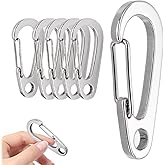 5 PCS 2.17 Inch Stainless Steel Carabiner Clip Spring-Snap Hook,EDC Heavy Duty Mini Custom Quick Release Hook for Outdoor Key Chain Swing Set Camping Fishing Hiking Traveling Hammock (2.17 Inch)