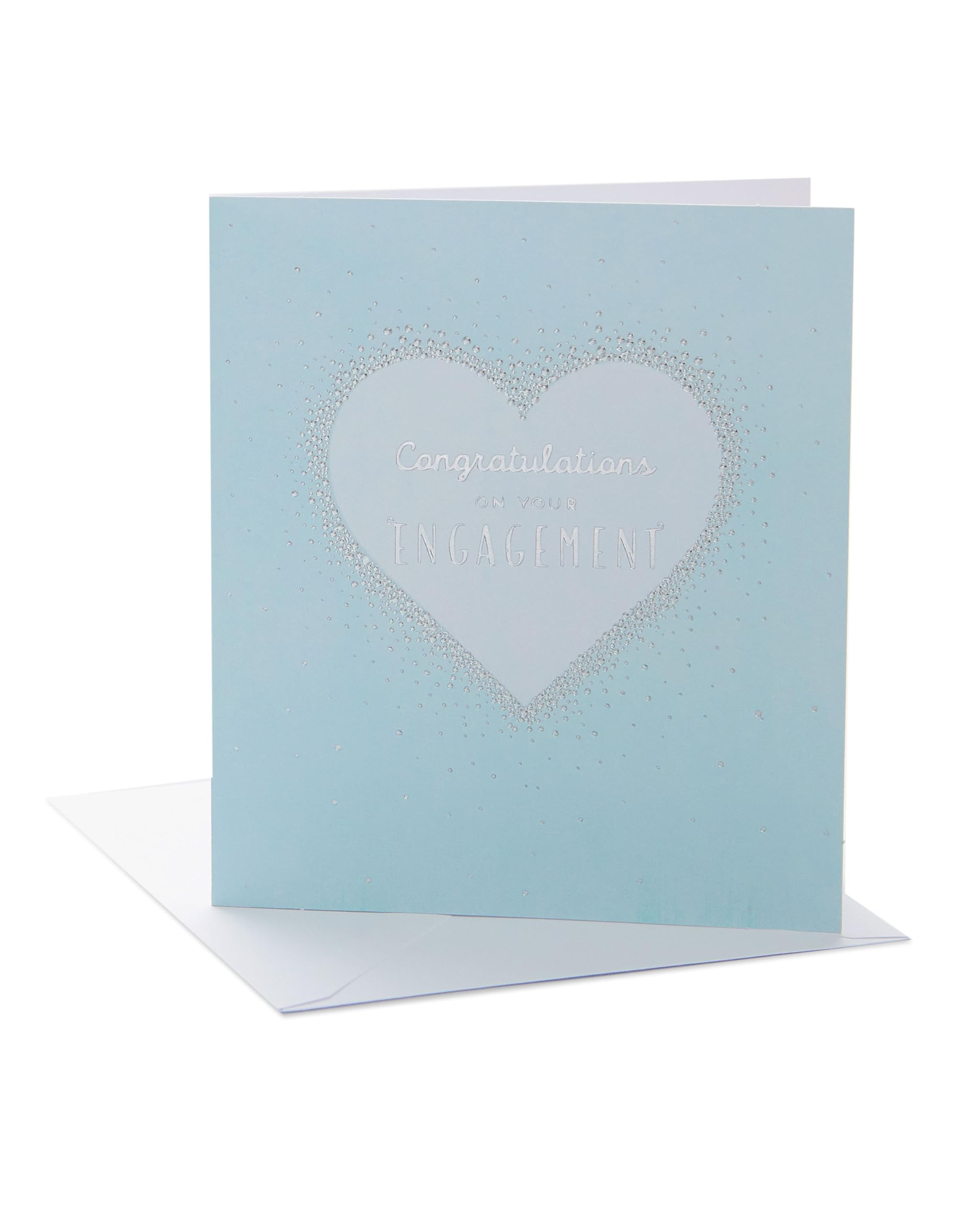UK Greetings | Engagement Card | Bride & Groom | Her/Him | Silver Foil Heart Design | With Envelope | 143 x 165 mm