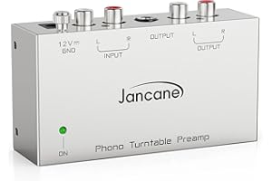 Jancane Phono Preamp for Turntable, Mini Electronic Audio Stereo Phonograph Preamplifier with RCA Input, RCA/TRS Output, Low Noise Operation with 12 Volt DC Adapter
