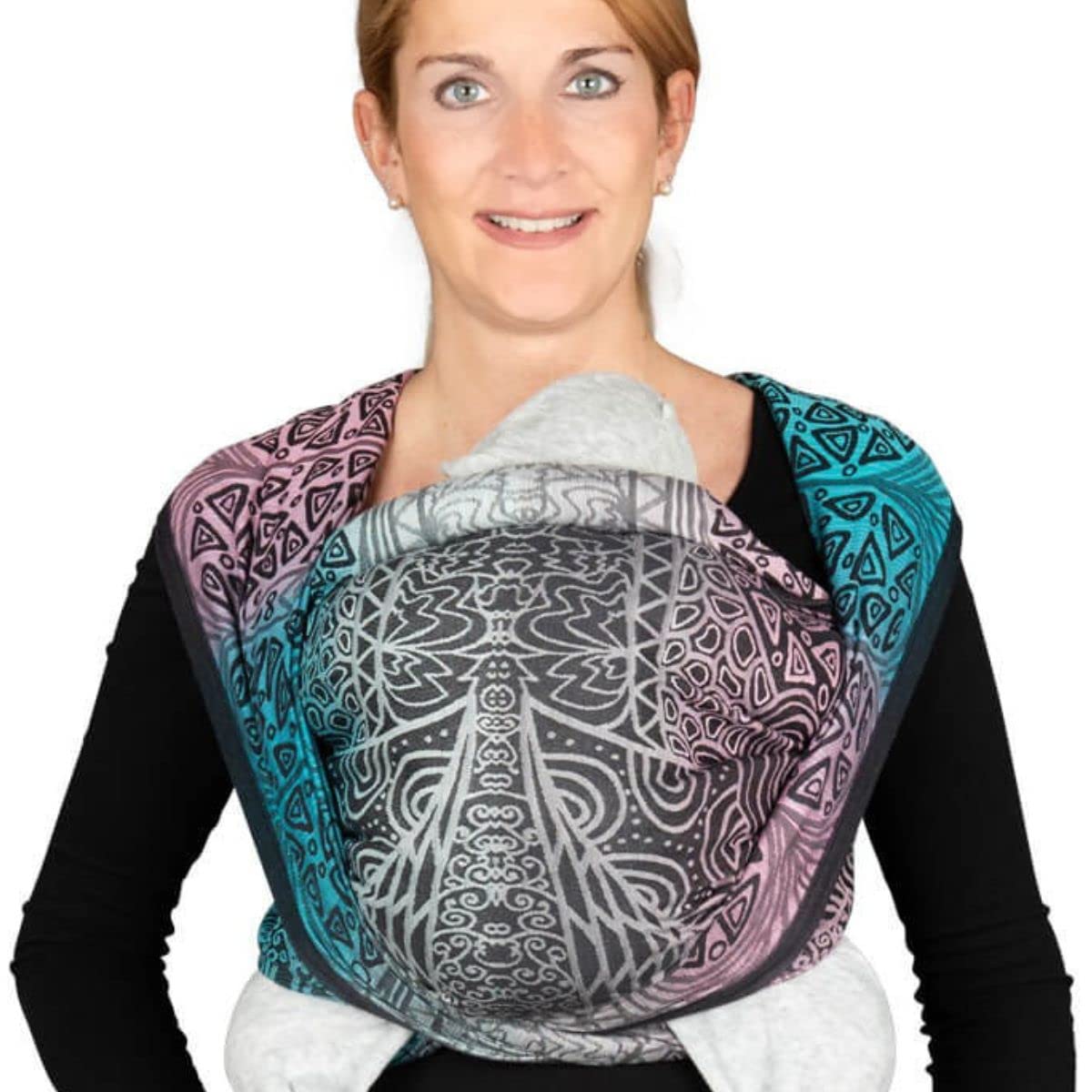 Hoppediz Woven Baby Sling from Birth, 100% Organic Cotton, Jaipur Black, 5.40 m