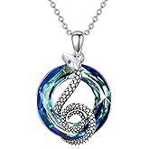 Qyvit Dragonfly Necklace 925 Sterling Silver Dragonfly/Sunflower Bee Pendant Necklace Dragonfly with Blue Circle Crystal Dragonfly Jewelry Gifts as Holiday Christmas Gifts for Women