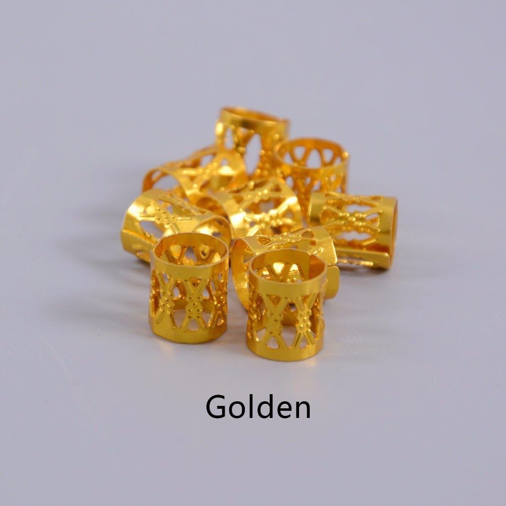 20Pcs/Lot Mix Silver Golden Plated Hair Braid Dread Dreadlock Beads Adjustable Cuff Clip 8mm Clip Metal Tube Lock (#Gold)