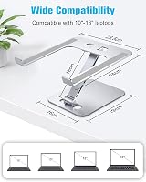 Babacom Laptop Stand Ergonomic Foldable Aluminum Riser 10-16in Silver view 5