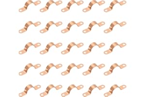 PATIKIL 1/2" Copper Pipe Strap Fittings, 25 Pcs Two Holes LF Pressure Copper Pipe Clamp Mount U Bracket Plumbing Fixing Fixtu