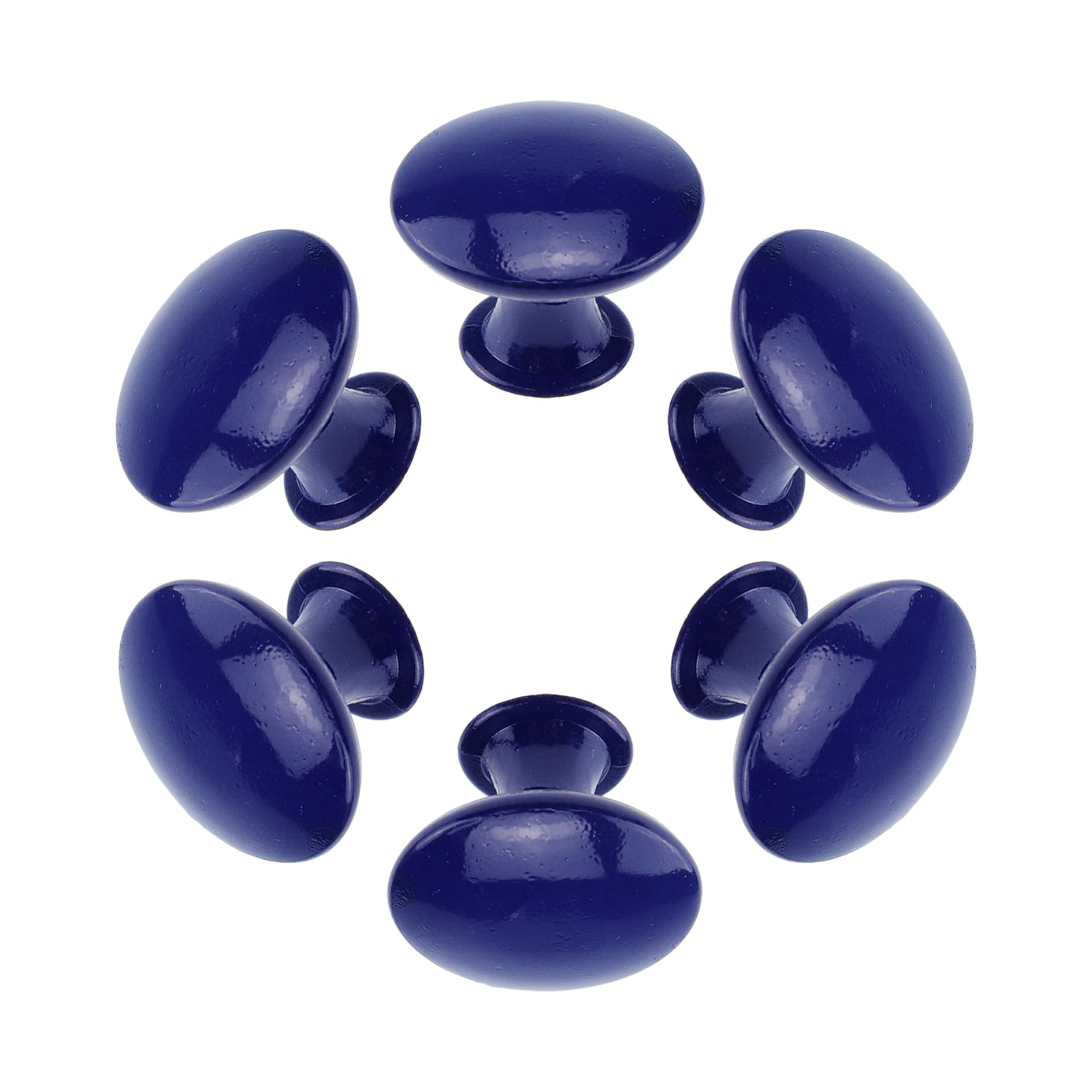 Semetall 6pcs Round Dresser Knobs 1.18 Inch Metal Cabinet Pull Handles for Kitchen Drawer Door Cupboard,Dark Blue