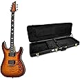 Schecter Omen Extreme-6 6-String Electric Guitar (Right-Handed, Vintage Sunburst) Bundle with Hard Shell Protective Carrying Case (2 Items)