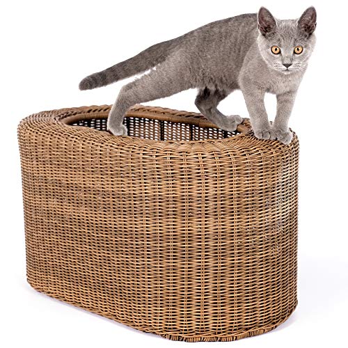 Fun Stackable Wicker Cat Hideaway House Interactive Play Rattan Cat