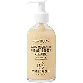 Youth To The People Supershroom Facial Cleanser - Adaptogens + Snow Mushroom Oat Oil Lipids Vitamins Face Wash, Nourishing Makeup Remover for Dry + Sensitive Skin, Soothes Redness