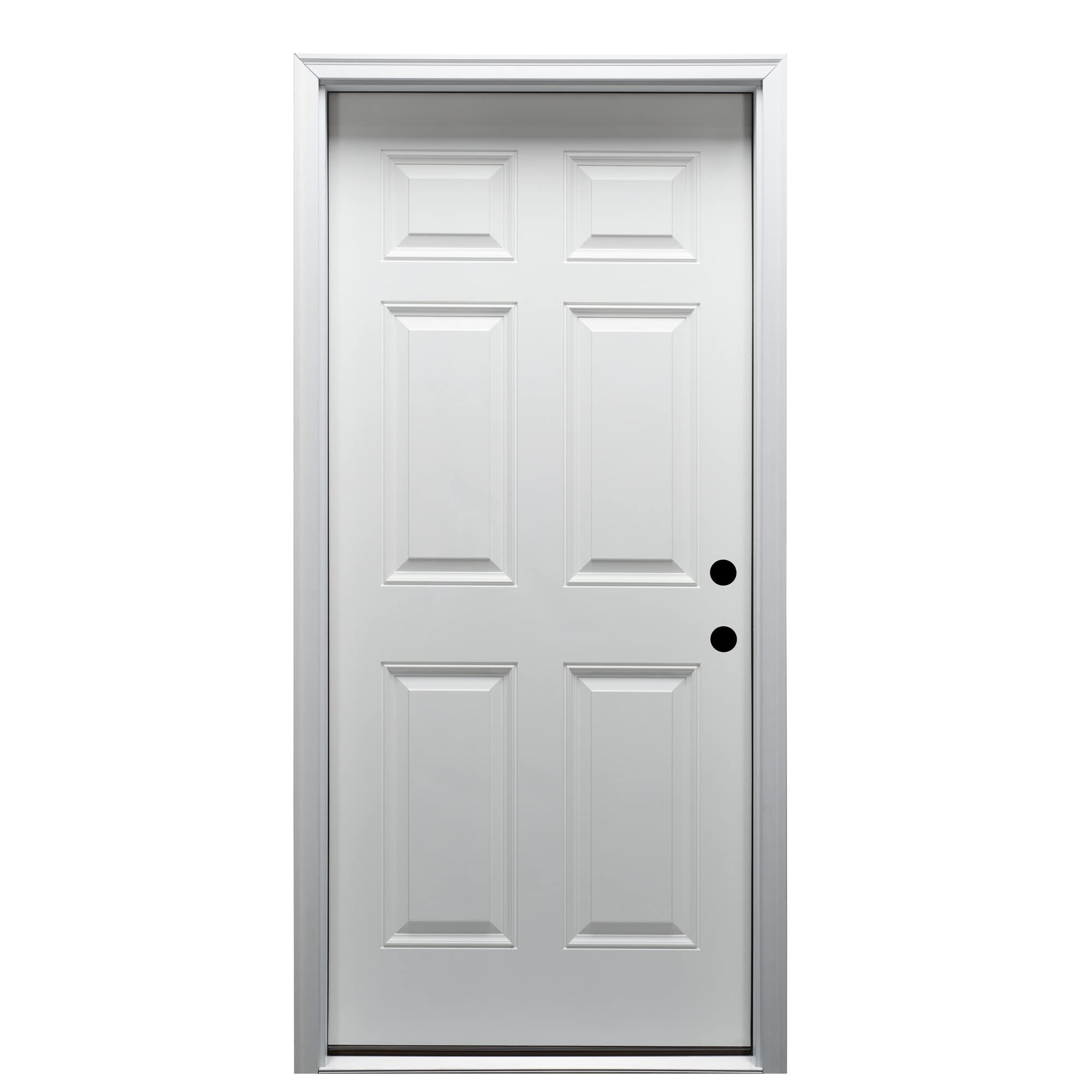 Photo 1 of National Door Company, Steel, Primed, Left-Hand Inswing, No Glass, 6-Panel, Single Prehung Front Door, 32" x 80"
