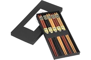 RASTKY Natural Wooden Chopsticks in Japanese Style Healthy and Comfortable Individual Chopsticks for Weddings Rosewood 5 Pair
