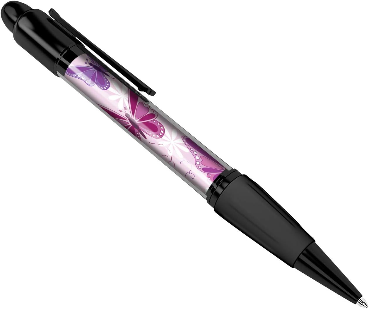 Purple Pink Butterflies Art Print Cover Black Ballpoint Pen - Student Gift #13090