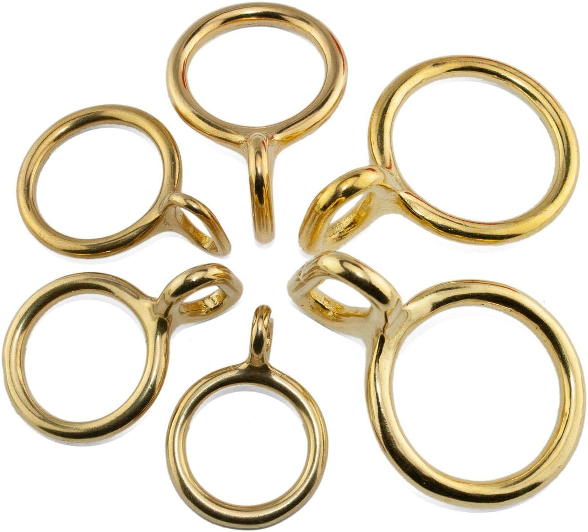 Lennie, round ring with eyelet, Loop and Dee, solid brass, in 3 sizes, halter ring