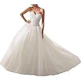Women's Strapless Wedding Dresses Beading Ball Gown for Bride Sweetheart Court Train Plus Size Bridal Dress