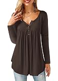 Beluring Women's Cozy Button-Down Henley Sweatshirt – Long Sleeve Pullover With Curved Hem