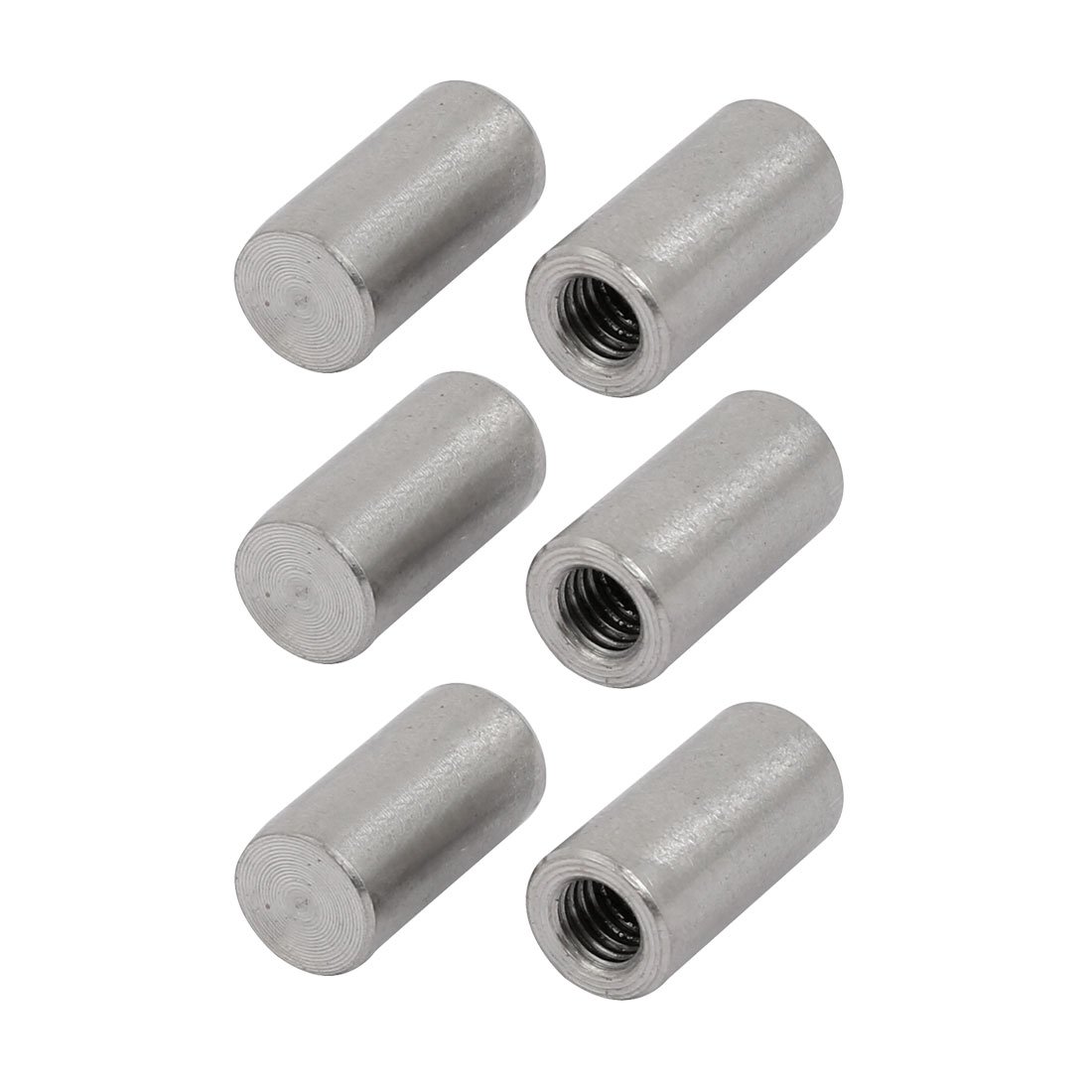 Sourcingmap 304 Stainless Steel M5 Female Thread 8mm x 16mm Cylindrical Dowel Pin 6pcs