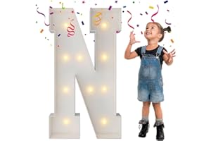 MERRY MOSAICS 3FT Marquee Light Up Letters, Large Marquee Letters, Mosaic Balloon Frame Letters Big Letters For Engagement Wedding Decorations Birthday Party Backdrop Decor, Balloon Arch Kit Letter N