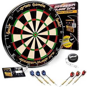 Dartboard and accessories on white background