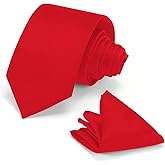 Junmaxroad Mens Tie Set Solid Color 3.15" (8CM) Formal Necktie Pocket Square Clip and Cufflinks Business Wedding Gift Box