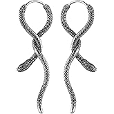 HZMAN Snake Earrings for Men Women Stainless Steel Retro Gothic Punk Piercing Animal Snake Hoop Earring Biker Party Jewelry Gift