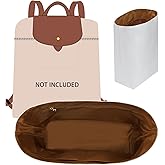 Neylissia Ultra-light Backpack Organizer Insert Compatible with Longchamp for Original M Backpack, Water-proof Dupontpaper Bag Organizer Insert, Keeps Bags Neat(White&Brown,Original M)
