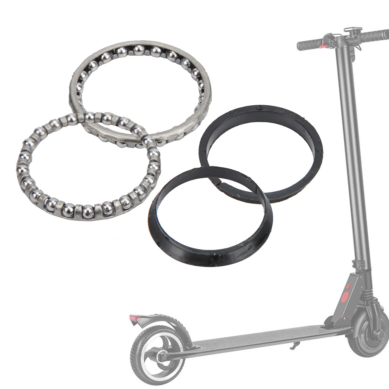 Steering Ball Bearing, Steel 37mm/1.5in Electric Scooter Steering Ball Bearing with Washer Fork Bearing Part