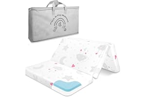 voomf Pack and Play Mattress Trifold - 38"x26" Dual-Sided Memory Foam Pack N Play Mattresses - Portable Baby Crib Mattress with Breathable Removable Cover