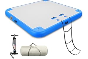 GZKYYLEGS 6ft/8ft/10ft/12ft Floating Dock Water Platform, Multi-People Inflatable Floating Mat, Dock Platform for Lake/Boats/Island/Swimming Pool