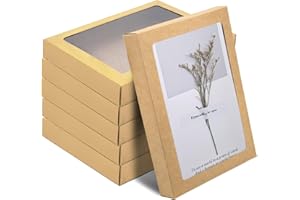 GIWOSK 60 Pcs Greeting Card Storage Box, Kraft Paper Box with PVC Transparent Window Greeting Card Holder Bulk for A7 Paper P