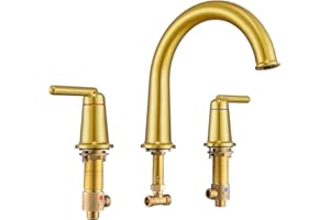 Wintap Brushed Gold Roman Bathtub Faucet, 2-Handle High Flow Tub Filler with Valve Widespread Deck Mount Bath Tub Faucet Set Classic High Arch WT-9807BG02