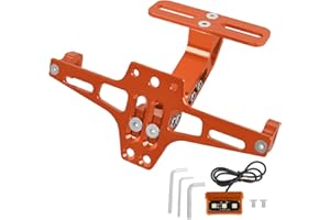 HAONEL Motorcycle License Plate Bracket Holder CNC Aluminum Orange Universal Fender Eliminator Kit with Plate Light