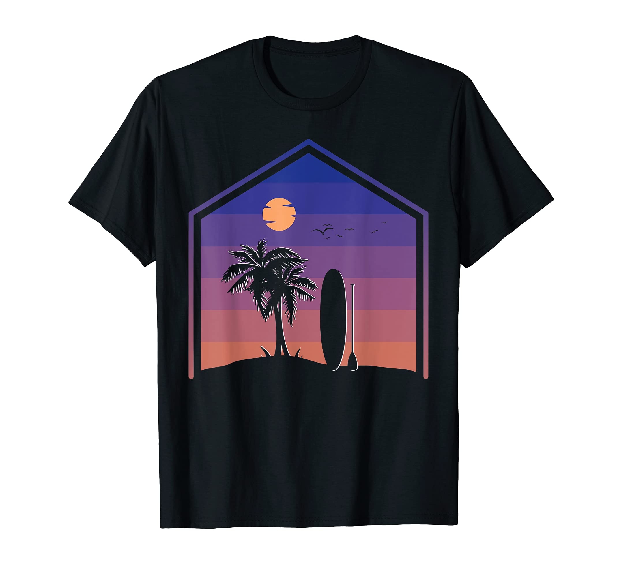 Tropical Stand Up Paddling Paddler Paddleboarding Sunset SUP T-Shirt