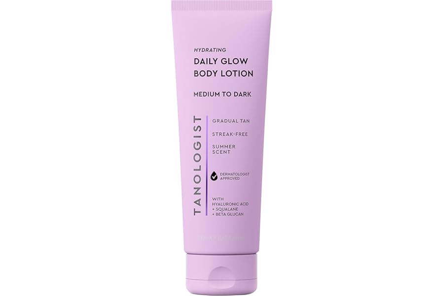 Tanologist Hydrating Daily Glow Body Lotion- Medium/Dark, Buildable & Transfer-Proof Gradual Self Tanner, Summer Fragrance, Natural Not Orange, Lasts 7 Days, Vegan Clean Formula, 8.45 fl oz