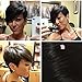 HOTKIS Human Hair Short Black Wig With Bangs Short Human Hair Wigs For Women Short Black Straight Wigs (Long Bangs-1b#)